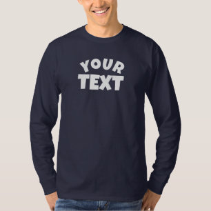 T-shirt Nom du texte du client Mens Long Sleeve Navy Blue