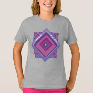 T-shirt Nom Est Gem Pink Purple Diamond Motif Plutôt