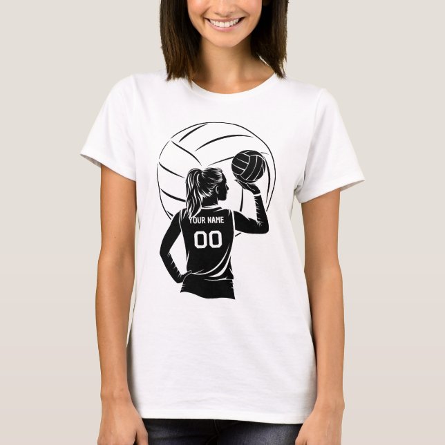 T-shirt Nom et numéro personnalisés du joueur de volley-ba (Devant)