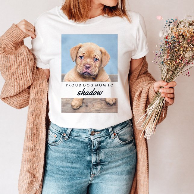 T-shirt Nom et photo de votre chien | Maman de chien fier (Créateur téléchargé)