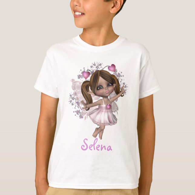 T-shirt Nom fait sur commande féerique de coeur rose de (Devant)