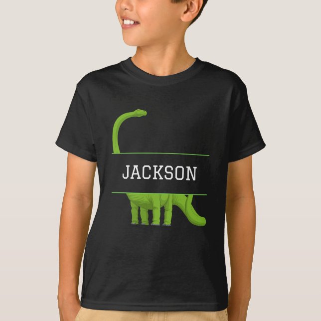 T-shirt Nom mignon Dinosaure Personnalisé Enfants Noir (Devant)