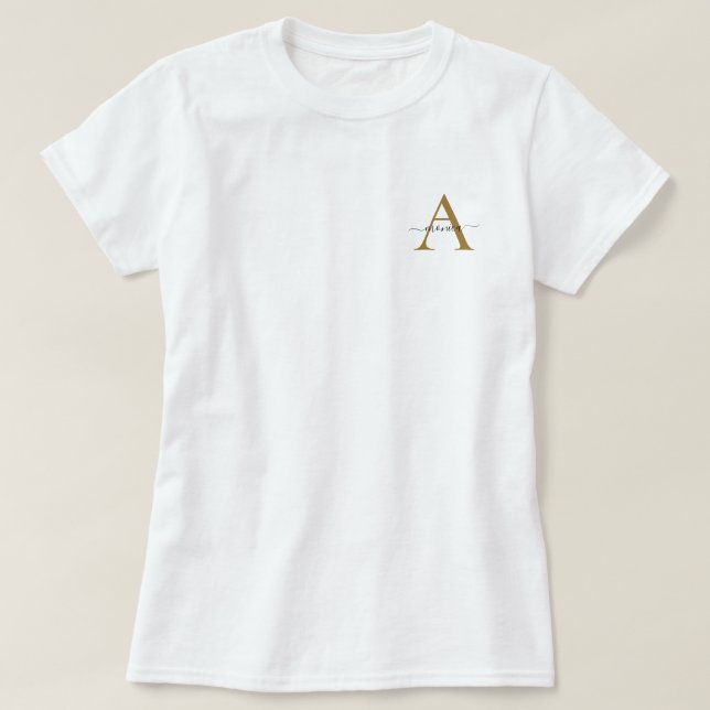 T-shirt Nom minimal simple du monogramme initial (Design devant)
