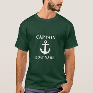T-shirt Nom nautique du capitaine Bateau Ancre Vert