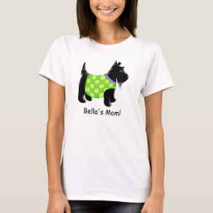 T-shirt Nom noir de vert de chien de Scottie personnalisé