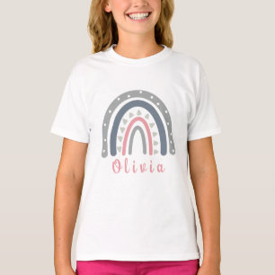 T-shirt Nom personnalisé avec Cool Boho Rainbow