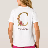 Nom personnalisé Blush Rose Fleur Lettre C Or