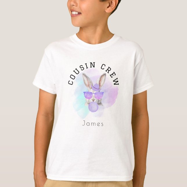 T-shirt Nom personnalisé Boy Cousin Crew Famille de Pâques (Devant)