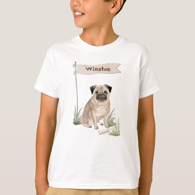 T-shirt Nom personnalisé Carlin animal de compagnie chien (Devant)