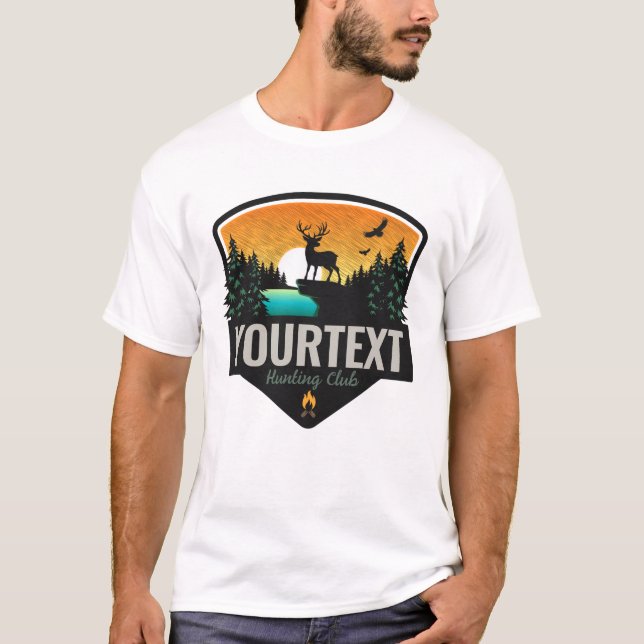 T-shirt NOM personnalisé Chasse aux wapitis Coucher de sol (Devant)