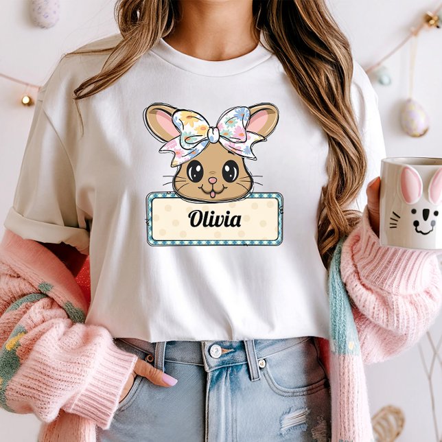 T-shirt Nom personnalisé Coquette Bunny de Pâques (Créateur téléchargé)