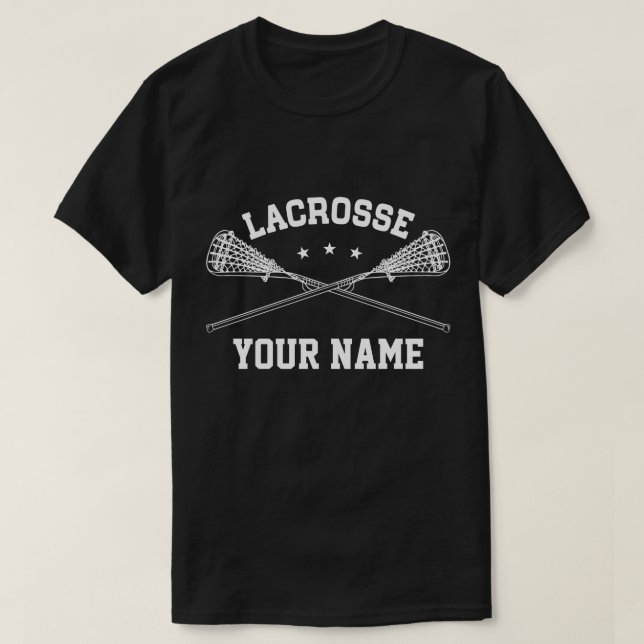 T-shirt Nom personnalisé de lacrosse (Design devant)