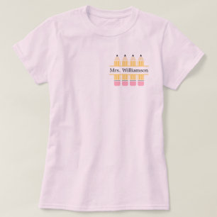 T-shirt Nom personnalisé de l'enseignant crayon jaune