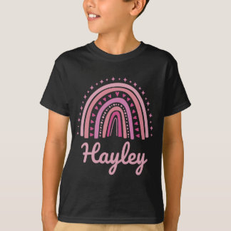 T-shirt Nom Personnalisé Drôle Femmes Rose Arc-en-ciel Hay