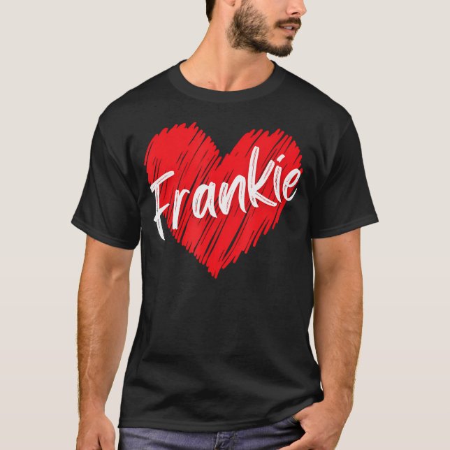T-shirt Nom personnalisé Frankie I Love Frankie Heart Vin (Devant)
