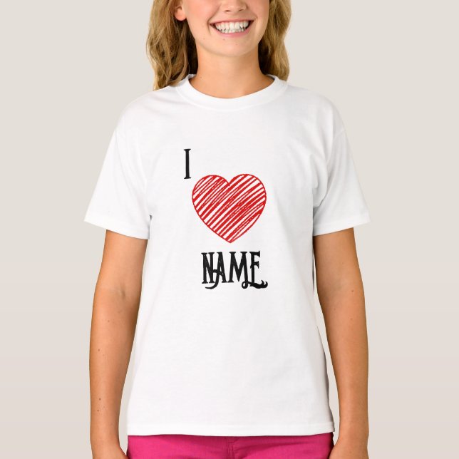 T-shirt Nom personnalisé I ♥ (Devant)
