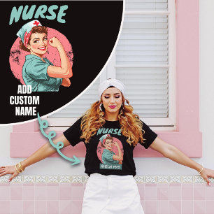 T-shirt Nom personnalisé Infirmière Appréciation Retro Cad