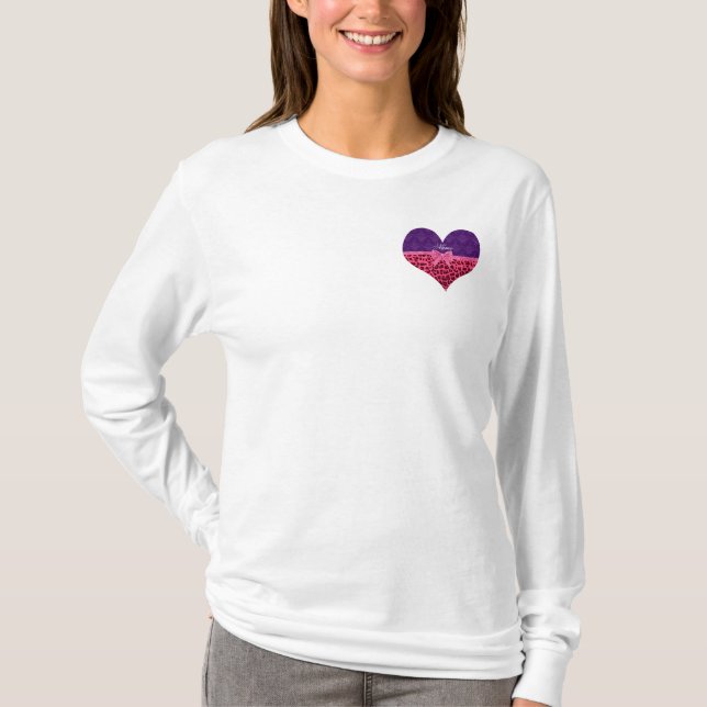 T-shirt Nom personnalisé léopard rose pourpre damassé arc (Devant)