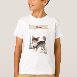 T-shirt Nom personnalisé Long Haired Chihuahua Chien anima