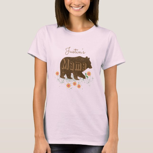 T-shirt Nom personnalisé Mama Bear (Devant)