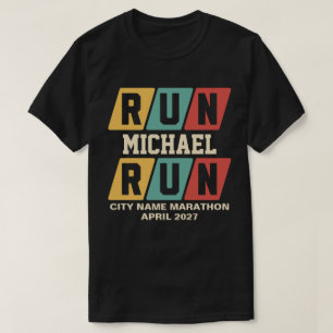 T-shirt Nom personnalisé Marathon Soutien Rétro