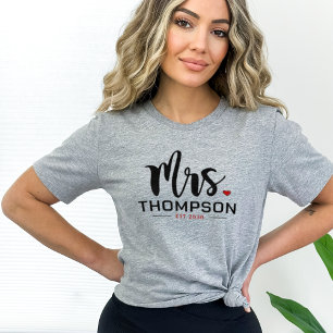 T-shirt Nom personnalisé Mme Bride Mariage