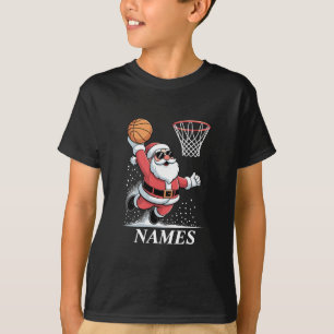 T-shirt Nom personnalisé Noël Père Noël Dunking Basketball