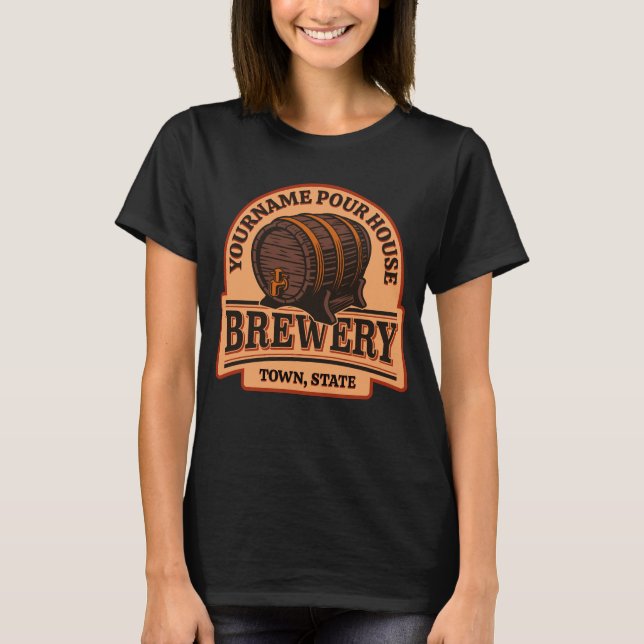 T-shirt NOM PERSONNALISÉ Old Oak Barrel Beer Keg Brasserie (Devant)
