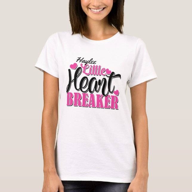 T-shirt Nom personnalisé Pink Little Heart Breaker (Devant)