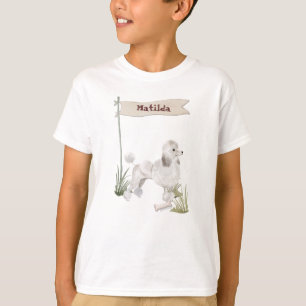 T-shirt Nom personnalisé Poodle blanc Chien de compagnie
