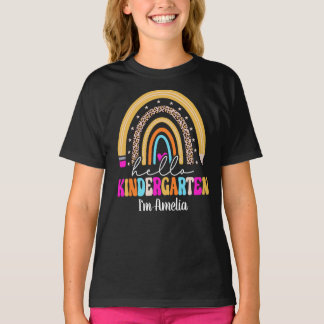 T-shirt Nom personnalisé Rainbow Hello maternelle