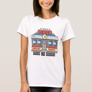 T-shirt NOM Personnalisé Retro les années 50 Diner Signe C