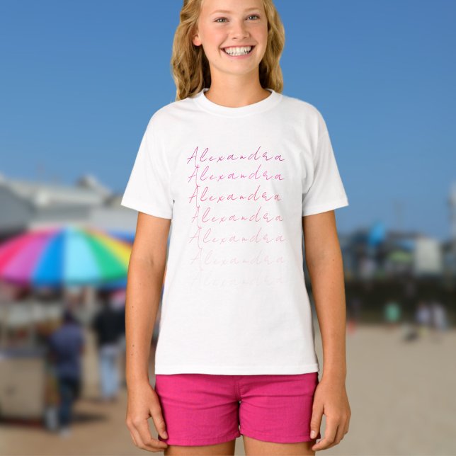 T-shirt Nom personnalisé rose (Créateur téléchargé)