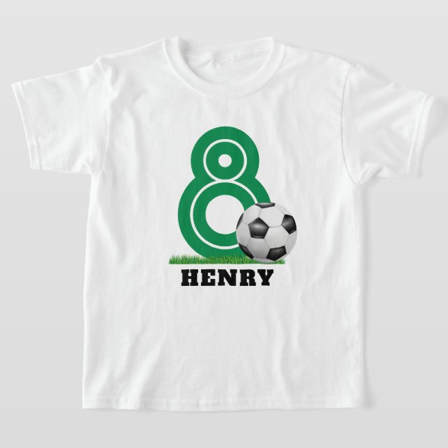 T-shirt Nom personnalisé soccer garçon Anniversaire (Poser)
