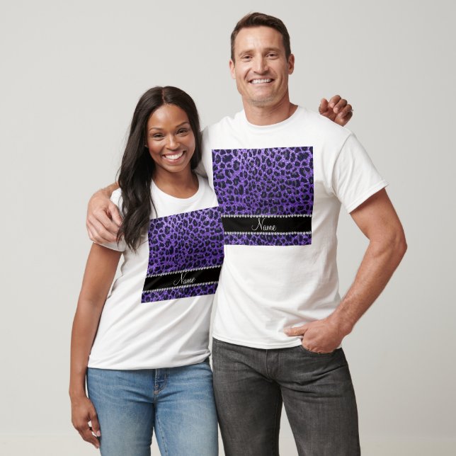 T-shirt Nom personnalisé taches léopards de parties scinti (Unisexe)