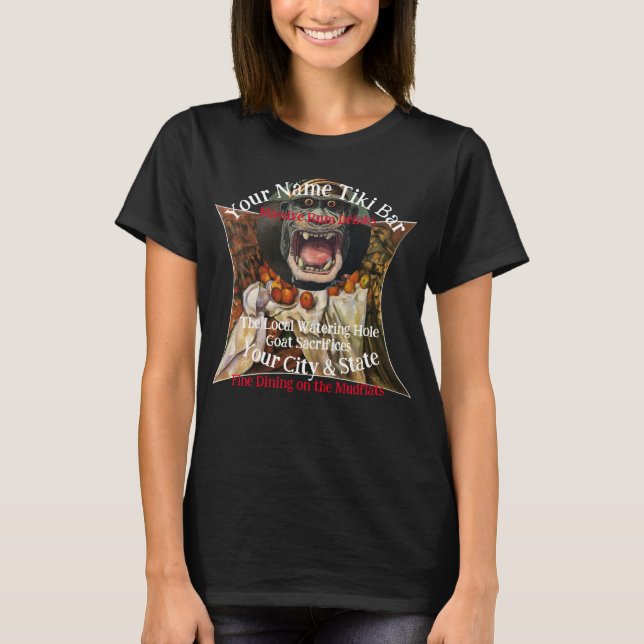 T-shirt Nom personnalisé Tiki Bar Votre ville et votre Éta (Devant)