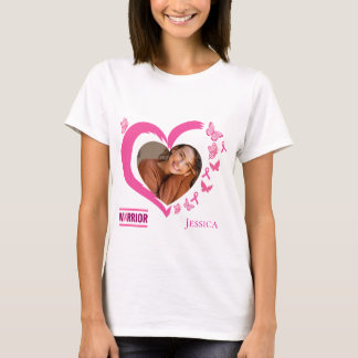 T-shirt Nom photo du guerrier du cancer du sein moderne