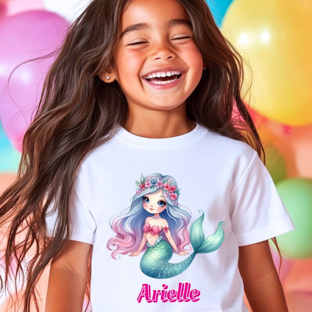 T-shirt Nom rose de la sirène personnalisée (Créateur téléchargé)
