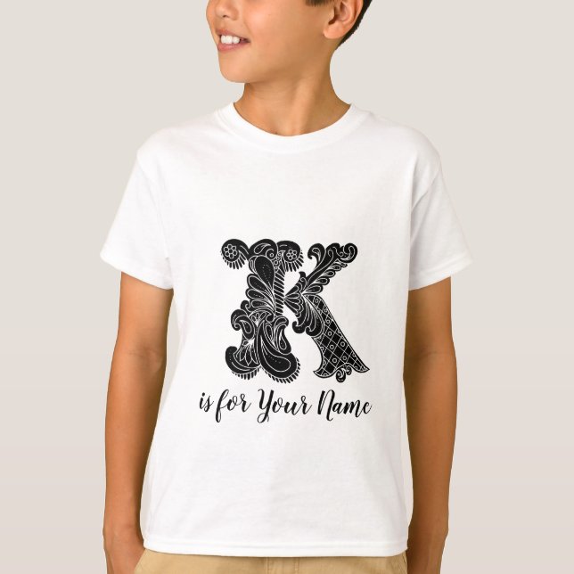 T-shirt nommé personnalisé par K de lettre de (Devant)