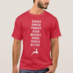 T-shirt Noms amusants des rennes d'alcool de Noël