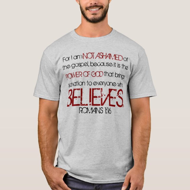T-shirt non honteux de vers de bible de 1h16 de (Devant)