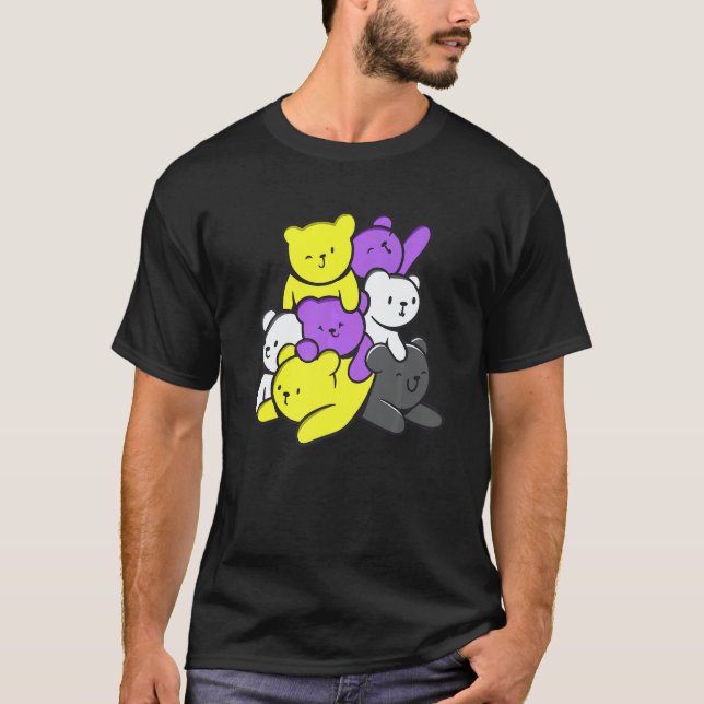 T-shirt Nonbinary Cute Bears Nonbinary Flag Nonbinary Prid (Devant)