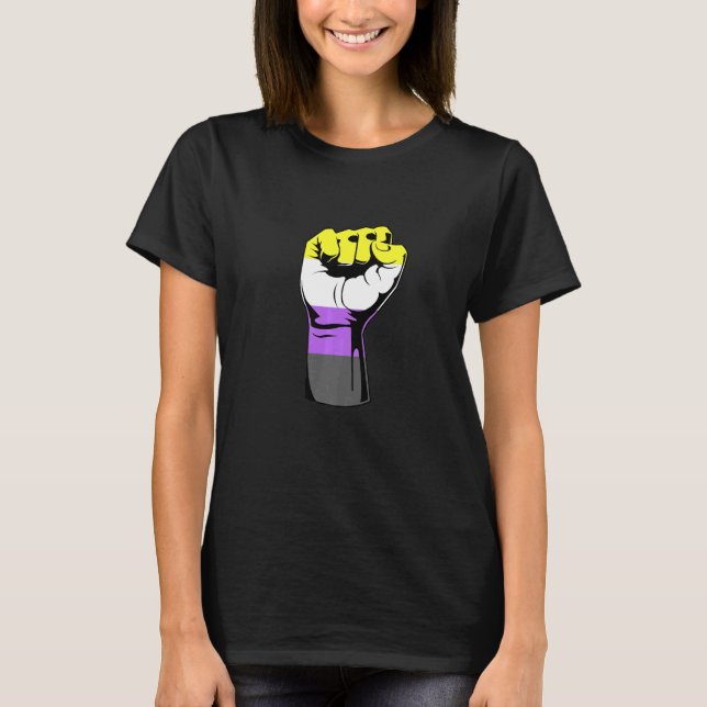T-shirt Nonbinary Handfist Power Nonbinary Pride Nonbinary (Devant)