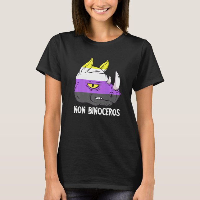T-shirt Nonbinary Rhinoceros LGBTQ Nonbinary Flag Nonbinar (Devant)