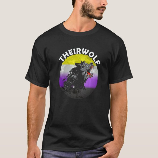 T-shirt Nonbinary Theirwolf Nonbinary Pride LGBTQ Nonbinar (Devant)