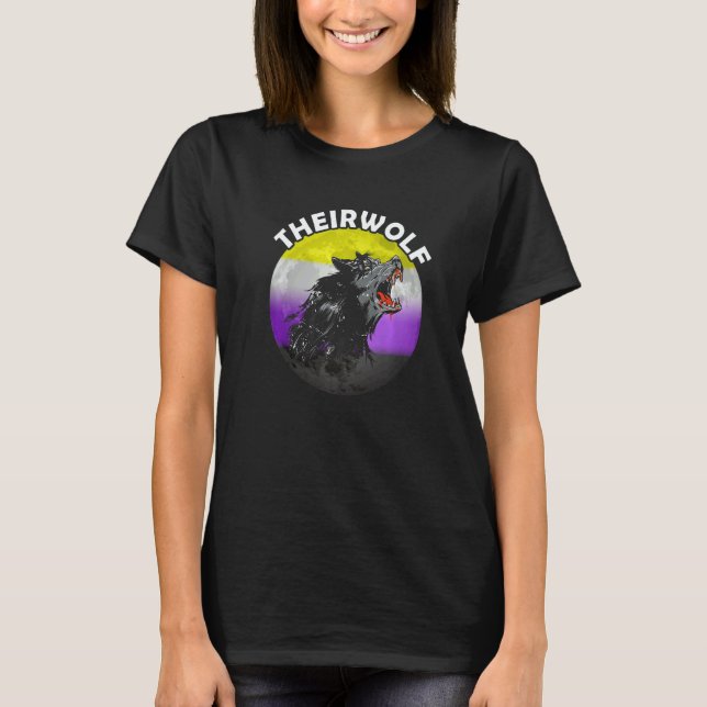T-shirt Nonbinary Theirwolf Nonbinary Pride LGBTQ Nonbinar (Devant)