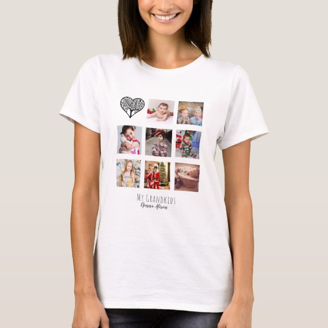 T-shirt NONNA 8 x Collage photo Petits-enfants arbre généa (Devant)