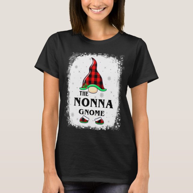 T-shirt Nonna Gnome Buffalo Plaid Matching Family Xmas Paj (Devant)