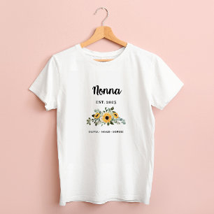 T-shirt Nonna   Jolie tournesol rustique et noms