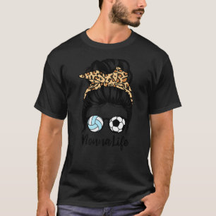 T-shirt Nonna Life Messy Bun Cheveux Drôle Football Volley